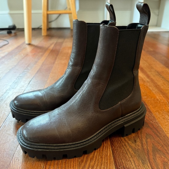 Zara brown leather lug sole Chelsea boots | size 37 - Picture 1 of 10